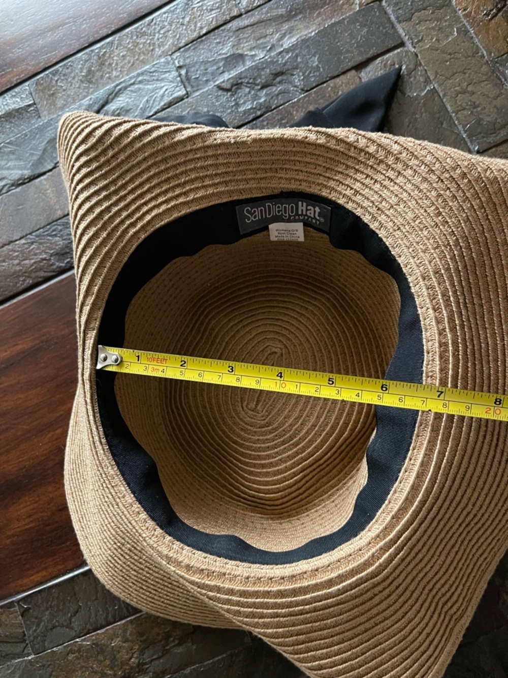 San Diego Hat Company Tan Straw Hat Fold Back with Black Band - Picture 5 of 7
